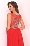 2024 Scoop Prom Dresses A Line Beaded Bodice PRKJQ7JP