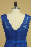 2024 Sheath/Column Evening Dresses Off The Shoulder Lace With Ribbon Dark Royal Blue