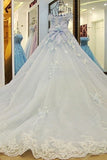 2024 New Arrival Luxury Floral Wedding Dresses A-Line Court Train Tulle With Beads And P9AXY7SR