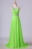 2024 Prom Dresses A Line One Shoulder Chiffon With PJGRPYPP