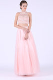 2024 Two-Piece High Neck A Line Prom Dresses With PN4PZAY7