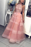 Sexy V neck Tulle Beading Spaghetti Straps Tulle Prom Dresses with Split, Formal Dress STK15369