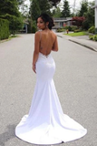 Spaghetti Straps Mermaid Wedding Dress With Appliques Sexy Backless Bridal STKPGZT9APS