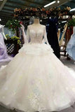 2024 New Arrival Long Sleeves Wedding Dresses Scoop Neck Tulle Zipper Up P6ANRS66