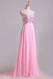 2024 New Prom Dresses Sweetheart Chiffon With Beading Floor PB9L4BNF