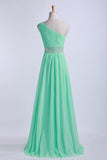 2024 One Shoulder A-Line Prom Dresses Floor Length Chiffon With P3Y8SXM8