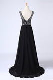 2024 Prom Dresses A-Line Scoop Dark Navy Blue Long Chiffon Chic PP5Y2S1C