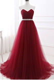 2024 Prom Dresses A-Line Sweetheart Sweep/Brush Tulle Zipper Back High PFRQY278