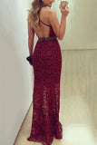 2024 Spaghetti Straps Mermaid Lace Evening Dresses PMGDRYPG