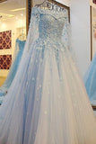 2024 Off The Shoulder Prom Dresses Tulle With Handmade Flowers PYJ1JY17