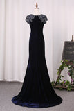 2024 Velvet Mermaid Evening Dresses Scoop With Beading P5HYPS12