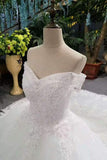 2024 New Arrival Wedding Dresses Lace Up Off The Shoulder Ball Gown With Appliques PAJ18Y6H