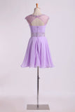 2024 Homecoming Dresses Scoop A Line Beaded Neckline&Waistline Short/Mini P3J7YL7H