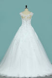 2024 A Line Scoop Tulle With Applique Wedding Dresses PN35T3ES