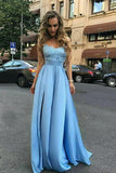 2024 Prom Dresses A Line Sweetheart Satin With Applique PKL9M3PA