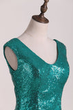 2024 Sheath Bridesmaid Dresses V Neck Sequins P4LYRNPB