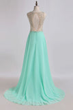 2024 Prom Dresses A Line Scoop Sweep Train P95TLGGK