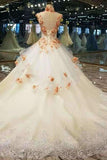 2024 New Arrival High Neck Wedding Dresses With Appliques And Pearls P1NA9YYC