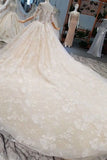 2024 Luxury Wedding Dresses Off-The-Shoulder Top Quality Lace Long Train Half Sleeves Lace PSQZ53XL