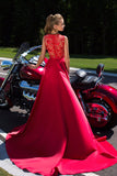 2024 V Neck Satin Prom Dresses A Line With Applique And Sash