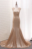 2024 Sequins Prom Dresses Scoop Mermaid With PNBNTKH2