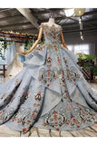 Ball Gown Wedding Dresses Scoop Short Sleeves Top Quality Appliques PXHFNK7Q