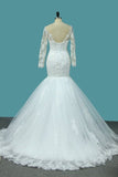 2024 Mermaid Tulle Long Sleeves Off The Shoulder Wedding Dresses PCQ2RK5H