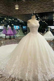 2024 New Arrival Awesome Wedding Dresses Off The Shoulder A Line With Crystals Royal Train Tulle Lace P42AYDG3