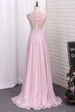 2024 Prom Dresses A Line Scoop Chiffon With Ruffles PM4A7FDY