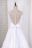 2024 V Neck A Line Wedding Dresses Lace With Sash P2J3P3G3