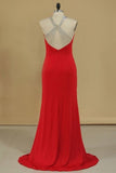 2024 Halter Spandex With Beads Sweep Train Sheath Prom PFC4R36S