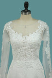 2024 Scoop Mermaid Wedding Dresses Long Sleeves P86B185G