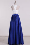 2024 Two Pieces Prom Dresses Satin With Applique PZSAPA8E