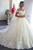 2024 Off The Shoulder A Line Wedding Dresses Tulle With PCLFK9QH