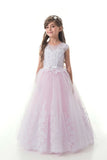 2024 Tulle Scoop With Applique And Sash Ball Gown Flower P6T44K8M