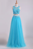 2024 Two Pieces Scoop Prom Dresses A Line With Applique & PTR2XP16