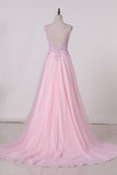 2024 Prom Dresses V Neck Beaded Bodice Open PYG5QDB1