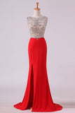 2024 Scoop Beaded Bodice Prom Dresses With Beading PMPK93C9