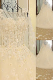 2024 Scoop Wedding Dresses A Line With Beading Chapel Train Tulle P1CN5RKL