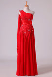 2024 Red One Shoulder A Line Prom Dresses With Applique & Ruffles P2XSFK8J