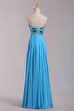 2024 Blue Prom Dresses A Line Sweetheart Floor Length Chiffon Ship Today Under P8YQ2BEF