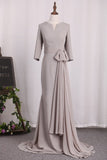 2024 Mermaid 3/4 Length Sleeves Prom Dresses Chiffon Scoop PS5C9RBT