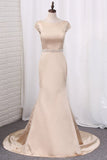 2024 Sexy Open Back Wedding Dresses Bateau Mermaid PEQQG9K1