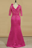 2024 Mermaid Mother Of The Bride Dresses Scoop Half Sleeve Satin With Applique And P78G7ZP6