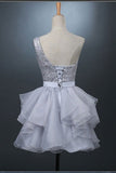 2024 A Line Homecoming Dresses One Shoulder With Sash Organza PDCNFEBC