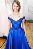 2024 Off The Shoulder Prom Dress Lace Up Back Sain P5T3XX2F