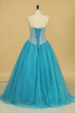 2024 Ball Gown Sweetheart Beaded Bodice Quinceanera Dresses Tulle Floor PDAZTQRY