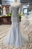 2024 Sequins Bodice Prom Dresses Tulle Mermaid Sweep P37HQ4PZ