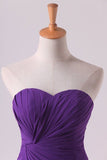 2024 Hot Purple Sweetheart Ruffled Bodice Floor Length Sheath Chifoon Evening P9TTSE97