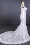 Charming Mermaid Spaghetti Straps Ivory Sweetheart Wedding Dresses with Applique STK15109